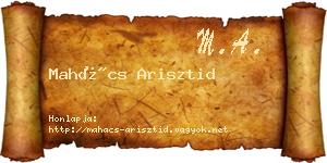 Mahács Arisztid névjegykártya